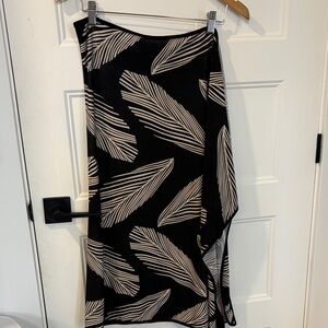 Black and Cream Leaf Print Women's Skirt